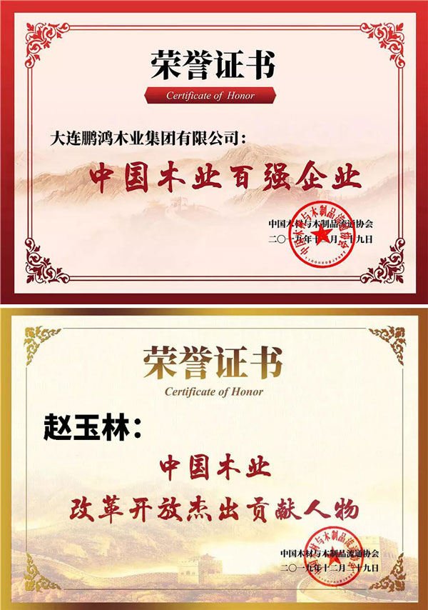 bifa必发集团中国木业百强企业证书